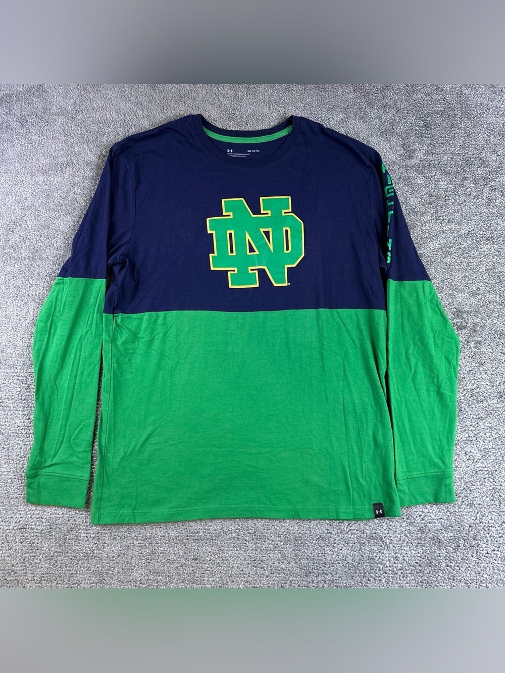 Under Armour Notre Dame Fighting Irish Long Sleeve T Shirt Men Med Green split